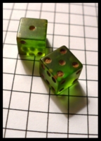 Dice : Dice - 6D - Pair Green Bakelite With White Pips